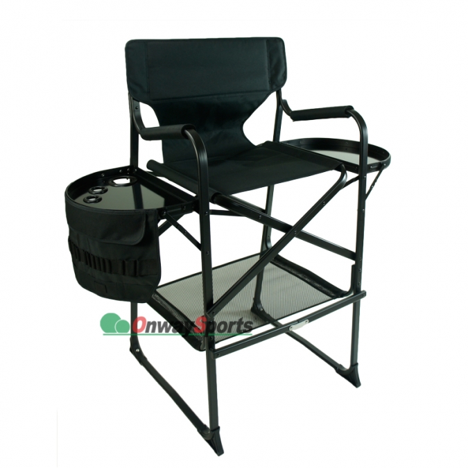 ow-n65ml29t-lx Klappbarer Pro Artist Make-up-Stuhl aus Aluminium mit zwei seitlichen Ablagen 
